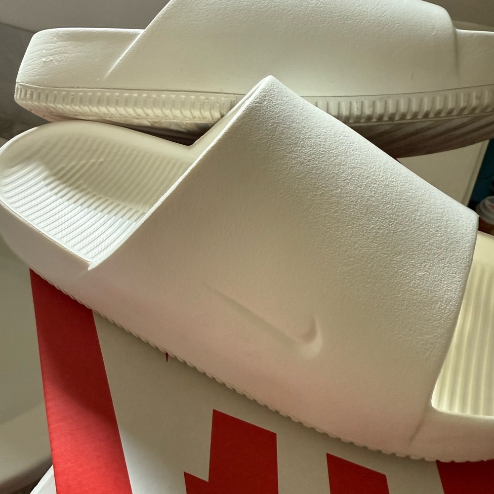 Nike White Slide Sandals with Cushioned Footbed